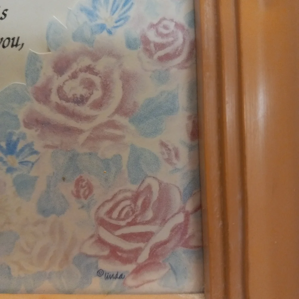 HOME Interiors Comforting Framed Matted Scriptures in Heart Shape Art W/Flowers
